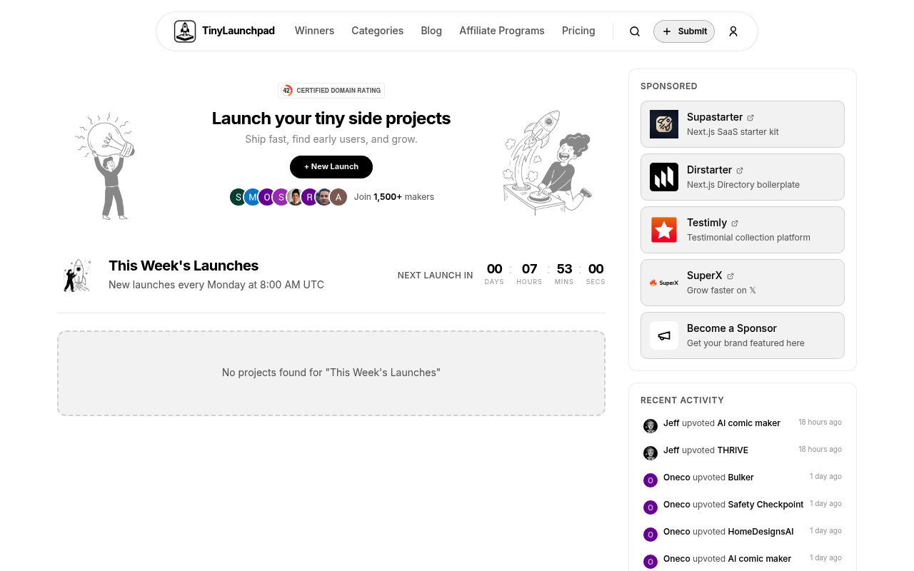 TinyLaunchpad — Product Hunt alternative for launching products
