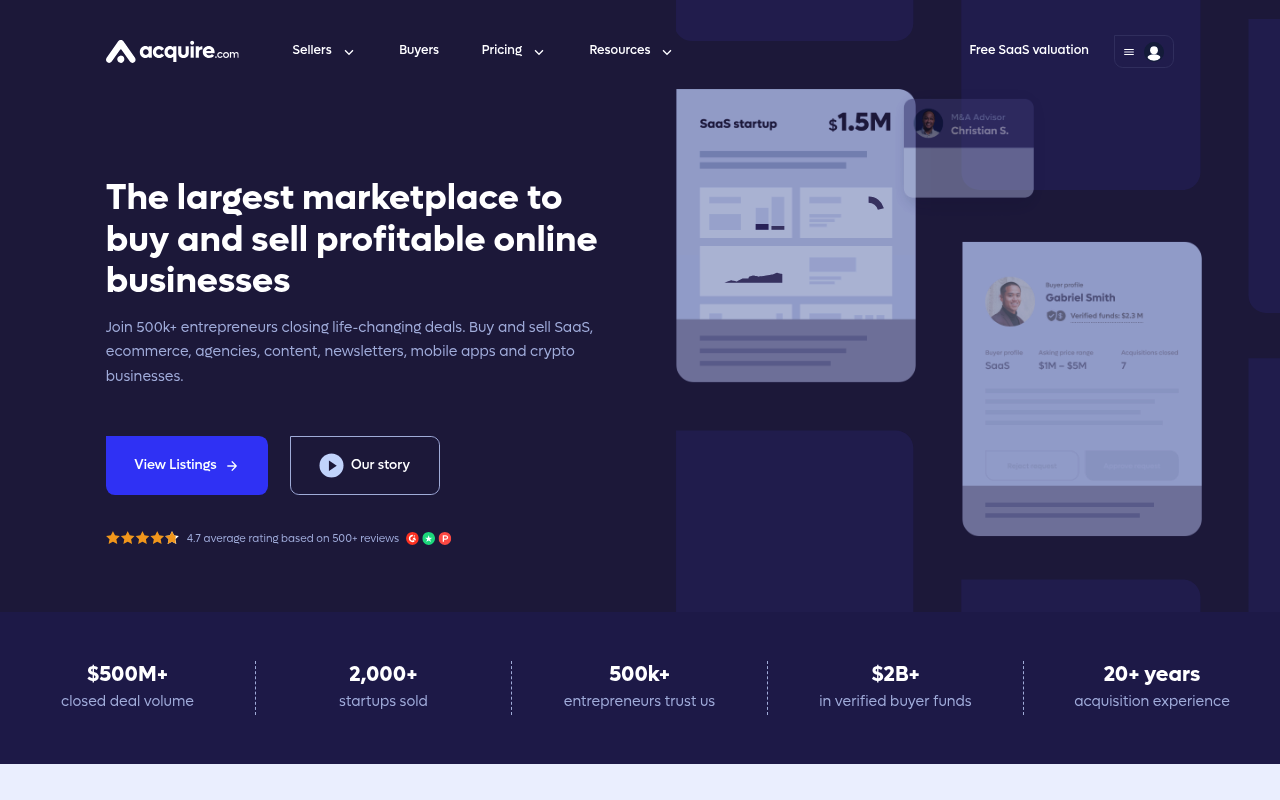 Acquire.com — marketplace for selling SaaS businesses